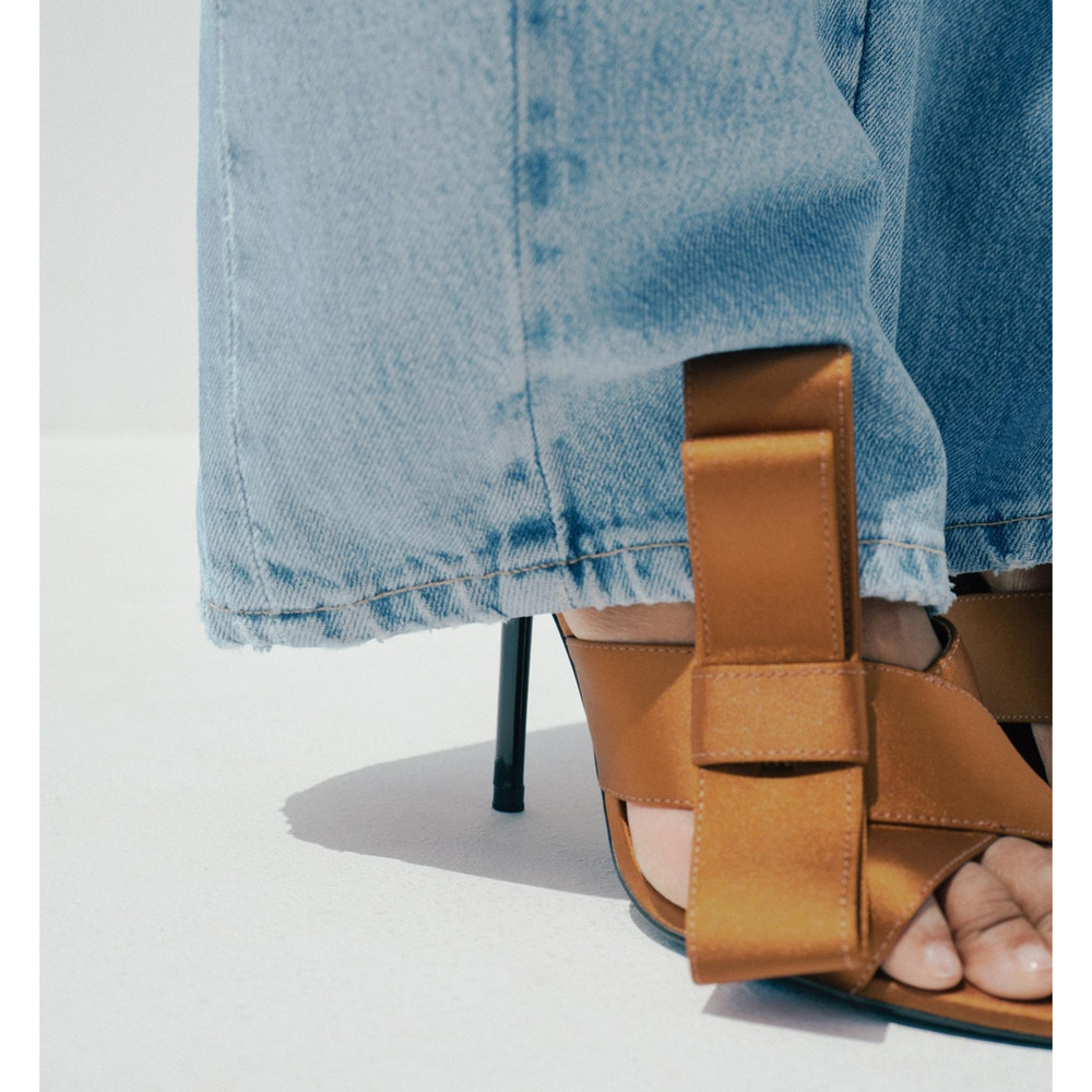 ZARA Satin Brown Heels NWT | Crossover Strap with Bow Detail - Picture 7 of 16